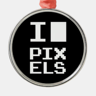 I Liebe Pixel, Geek Design, Pixelkunst Ornament Aus Metall