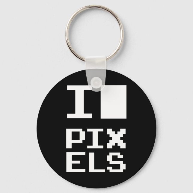 I Liebe Pixel, Geek Design, Pixelkunst Schlüsselanhänger (Vorderseite)