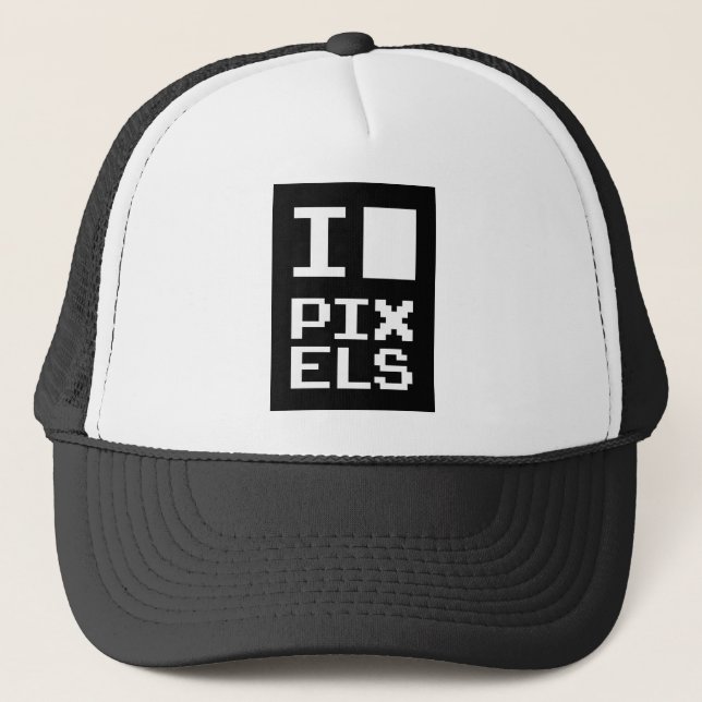 I Liebe Pixel, Geek Design, Pixelkunst Truckerkappe (Vorderseite)
