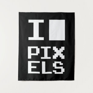 I Liebe Pixel, Geek Design, Pixelkunst Wandteppich