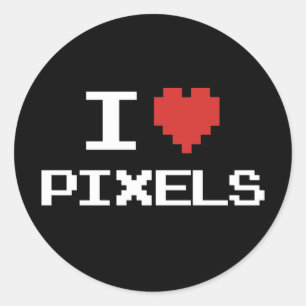 I Liebe Pixel pixeliger Herzrücklauf 8-Bit-Gamer Runder Aufkleber