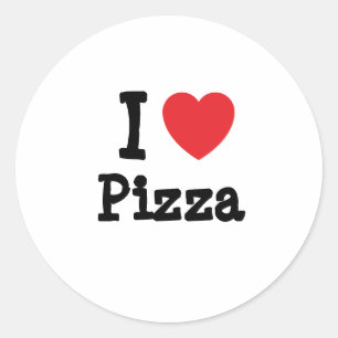 I Liebe Pizza Herzstück T - Shirt Runder Aufkleber