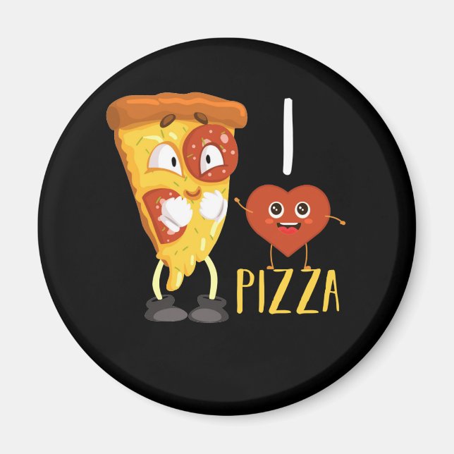 I Liebe Pizza Niedlich Pizza Slice Magnet (Vorne)