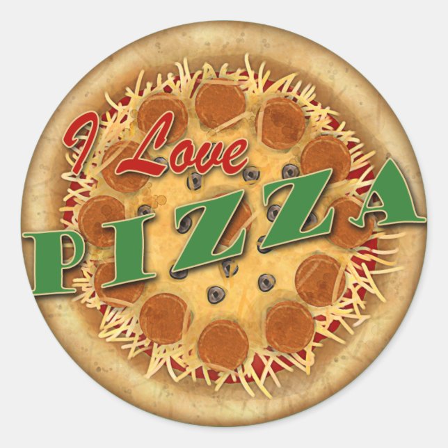 I Liebe Pizza Runder Aufkleber (Vorderseite)