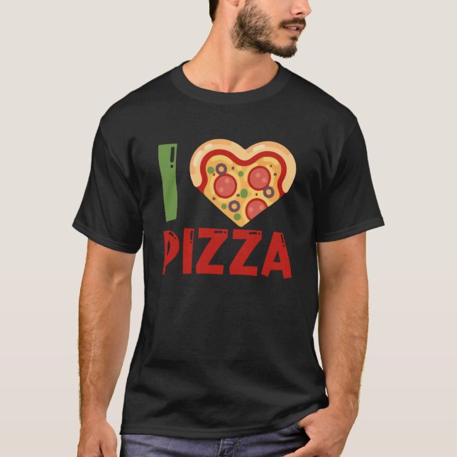 I Liebe Pizza-Scheiben Herzform Essen für Damen T-Shirt (Vorderseite)