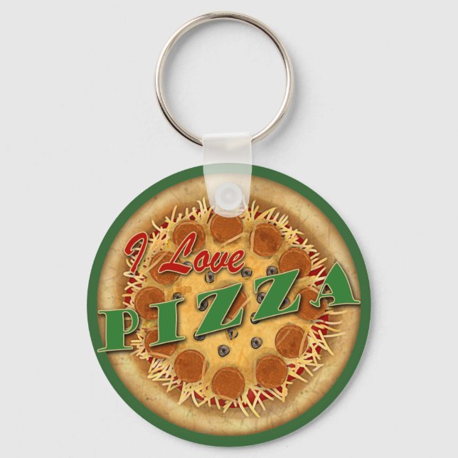 I Liebe Pizza Schlüsselanhänger (Vorderseite)