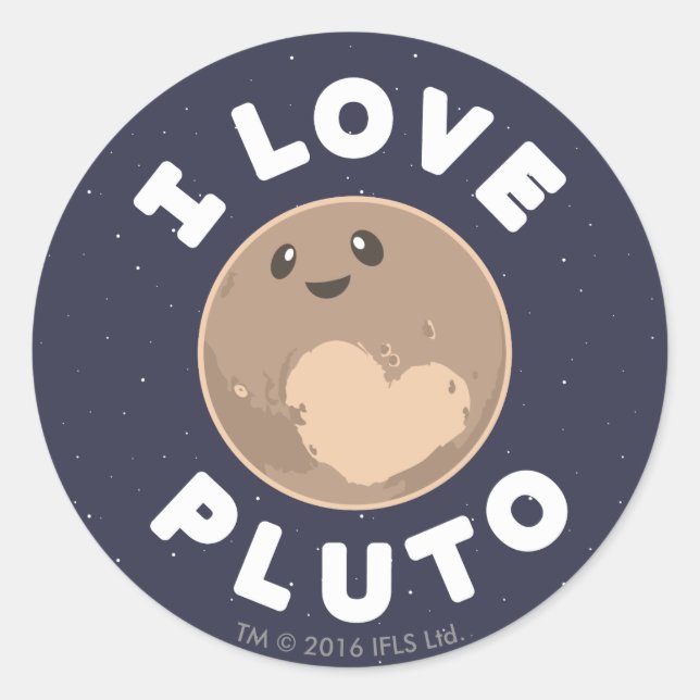 I Liebe Pluto Runder Aufkleber (Vorderseite)