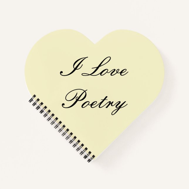 I Liebe Poetry Heart Notebook (Creme & Black) Notizbuch (Vorderseite)