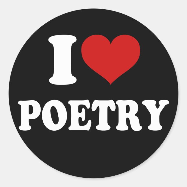 I Liebe Poetry Runder Aufkleber (Vorderseite)