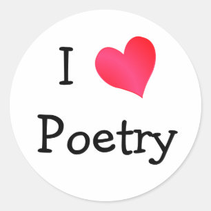 I Liebe Poetry Runder Aufkleber