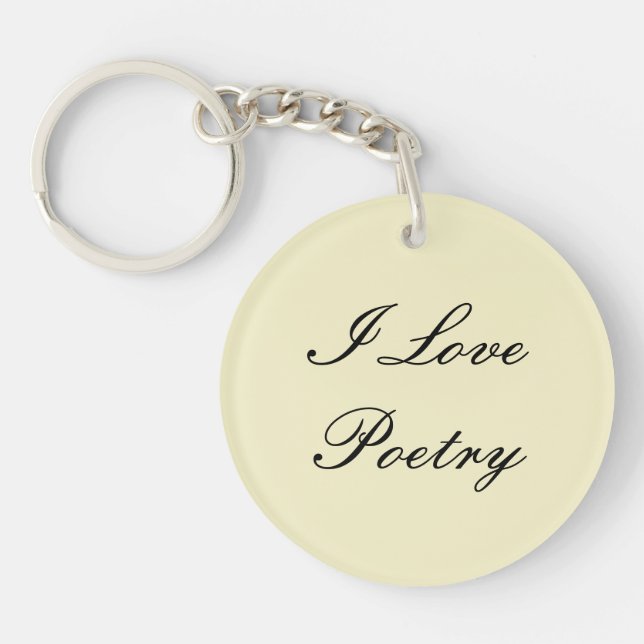 I Liebe Poetry Schlüsselanhänger (Creme & Black) (Vorderseite)