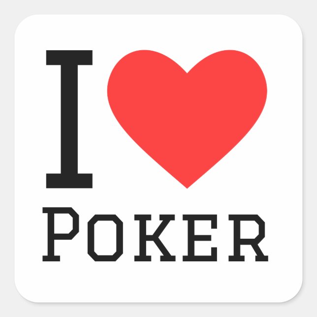 I LIEBE POKER QUADRATISCHER AUFKLEBER (Vorderseite)