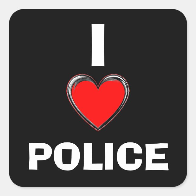 I LIEBE POLICE "HERZ ART" QUADRATISCHER AUFKLEBER (Vorderseite)
