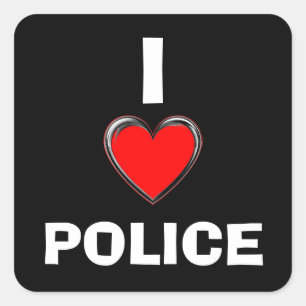 I LIEBE POLICE "HERZ ART" QUADRATISCHER AUFKLEBER