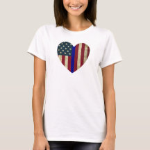 I Liebe Police Thin Blue Line American Heart Flag