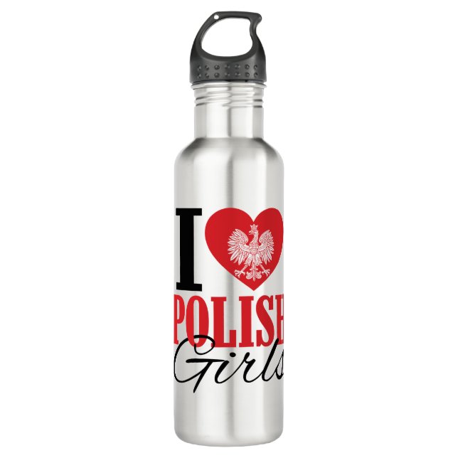 I Liebe Polish Girls Boyfriend Edelstahlflasche (Vorderseite)