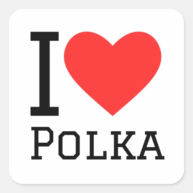 I Liebe Polka Quadratischer Aufkleber (Vorderseite)