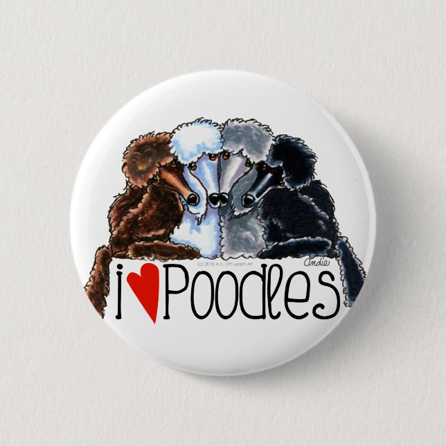 I Liebe Poodles Button (Vorderseite)