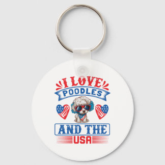 I Liebe Poodles und USA 01 Schlüsselanhänger