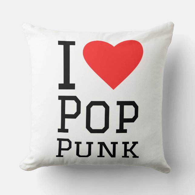 I Liebe Pop Punk Quadrat Aufkleber Kissen (Vorderseite)