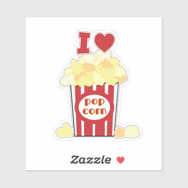 I Liebe Popcorn-Aufkleber Aufkleber (Blatt)