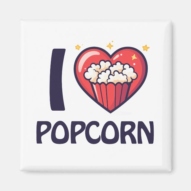 I Liebe Popcorn Magnet (Vorne)