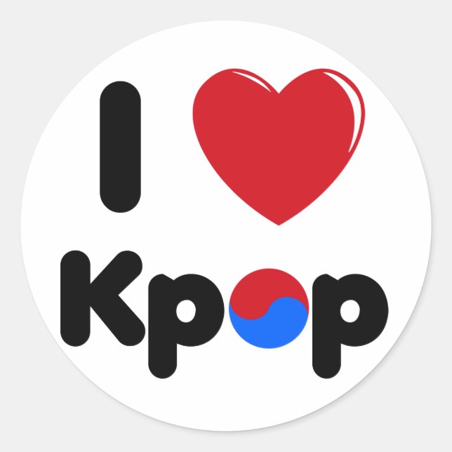 I Liebe-Popsticker Runder Aufkleber (Vorderseite)