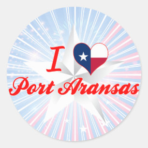 I Liebe Port Aransas, Texas Runder Aufkleber