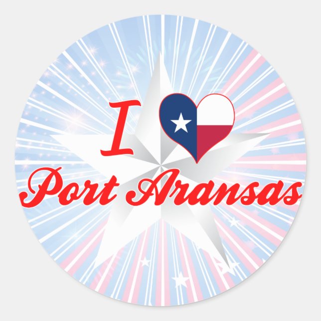 I Liebe Port Aransas, Texas Runder Aufkleber (Vorderseite)