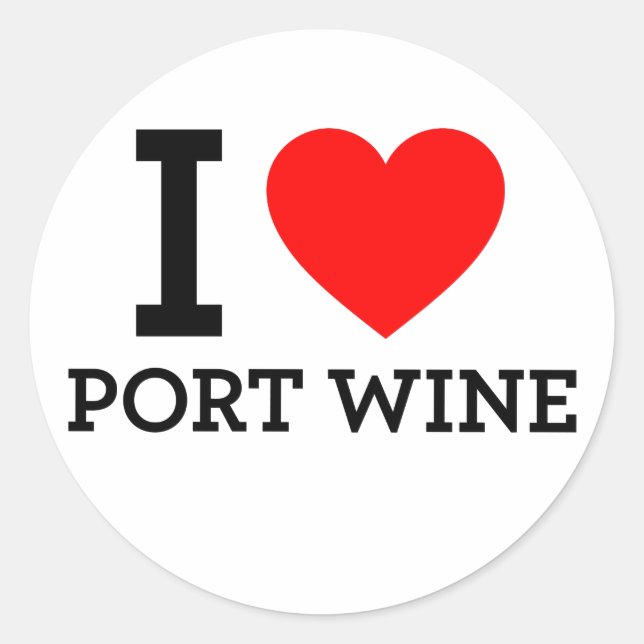 I Liebe Port Wine Runder Aufkleber (Vorderseite)