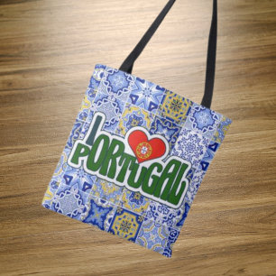 I Liebe Portugal Blue Tiles Shopping Bag Tasche
