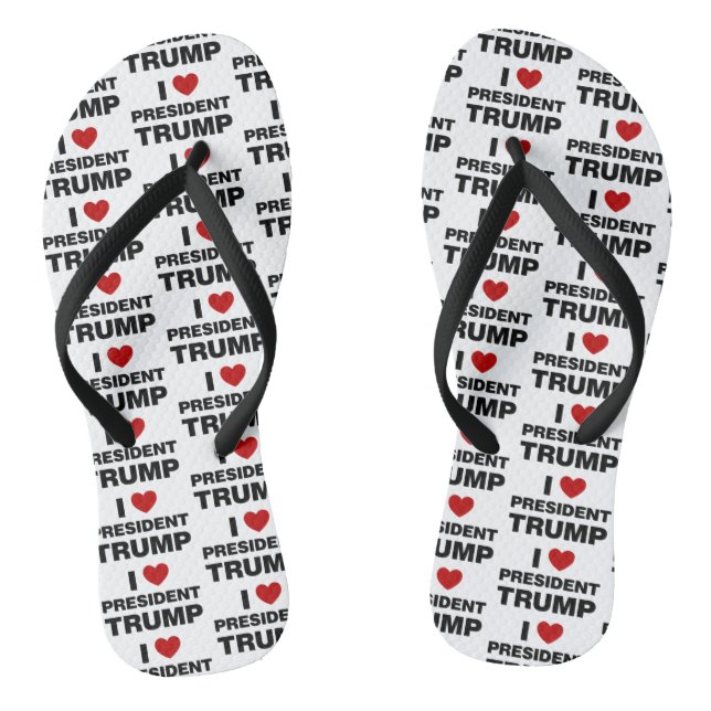 I Liebe Präsident Trump Herz Flip Flops (Fußbett)