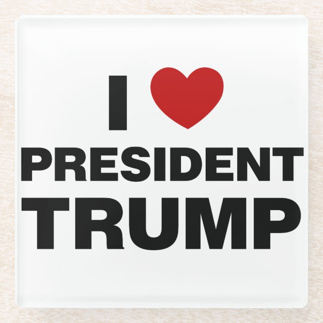I Liebe Präsident Trump Herz Glasuntersetzer (Vorderseite)