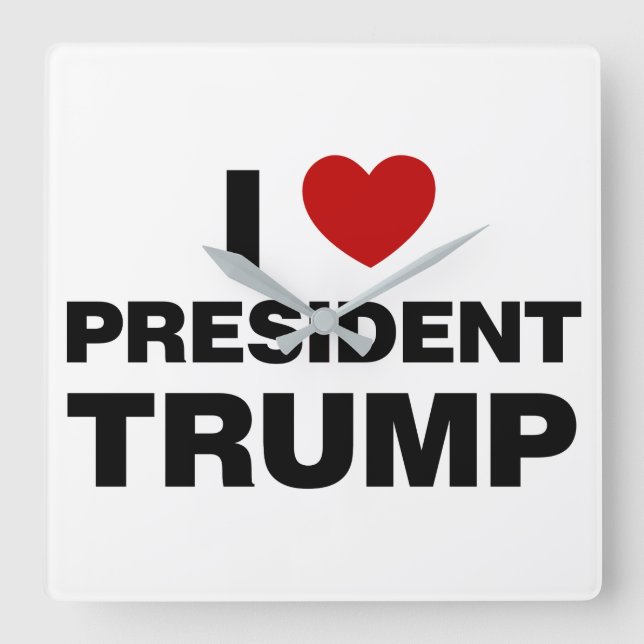 I Liebe Präsident Trump Herz Quadratische Wanduhr (Vorderseite)
