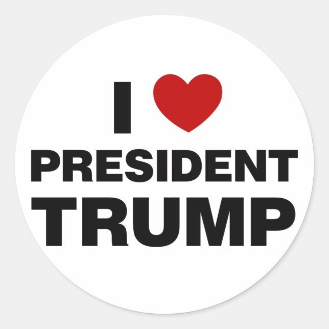 I Liebe Präsident Trump Herz Runder Aufkleber (Vorderseite)