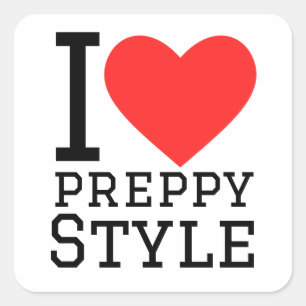 I Liebe Preppy Style Quadratischer Aufkleber