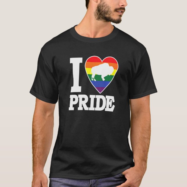 I Liebe Pride Buffalo Ny Lgbtq Schöner Regenbogen  T-Shirt (Vorderseite)