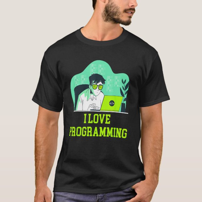 I Liebe Programmieren Beruflicher Computerprogramm T-Shirt (Vorderseite)