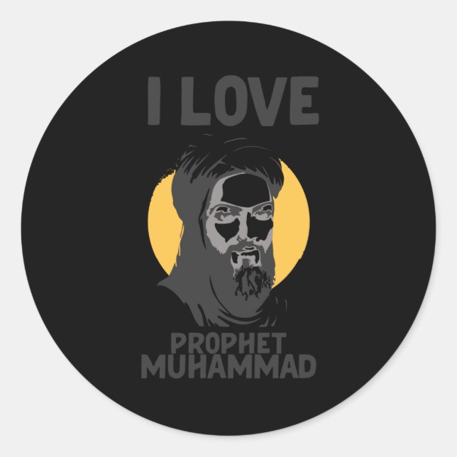 I Liebe Prophet Muhammad muslimischen Allah Runder Aufkleber (Vorderseite)