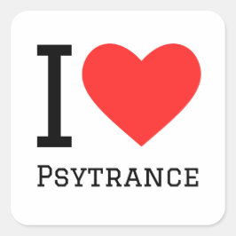 I Liebe Psytrance Quadratischer Aufkleber