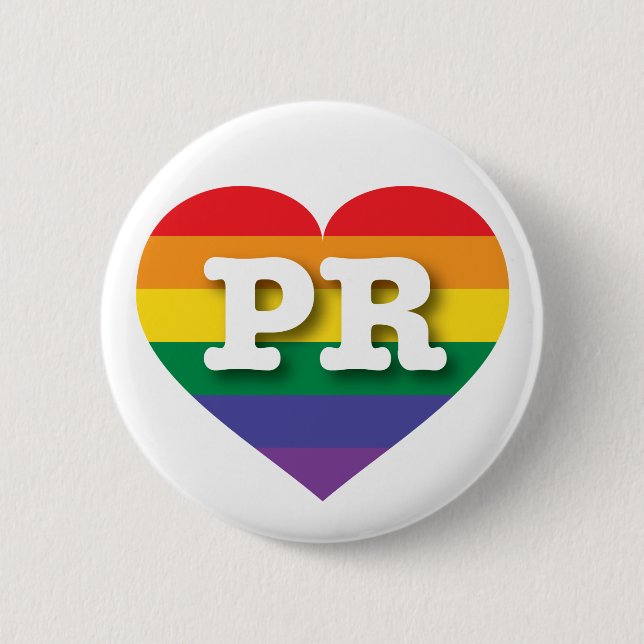 I Liebe Puerto Rico Gay Pride Rainbow Heart Button (Vorderseite)