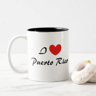 I Liebe Puerto Rico Herztypografie Kaffeemaschine  Zweifarbige Tasse