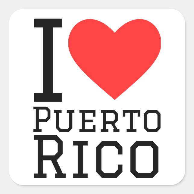 I Liebe Puerto Rico Quadratischer Aufkleber (Vorderseite)