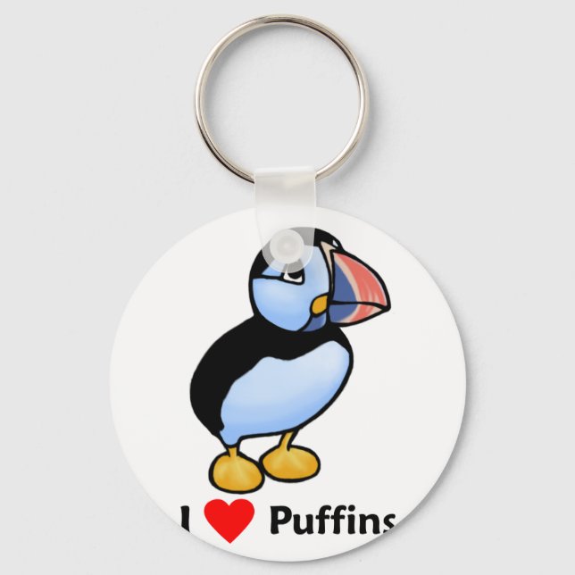 I Liebe Puffins Schlüsselanhänger (Vorderseite)