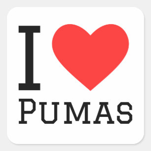 I Liebe Pumas Quadratischer Aufkleber