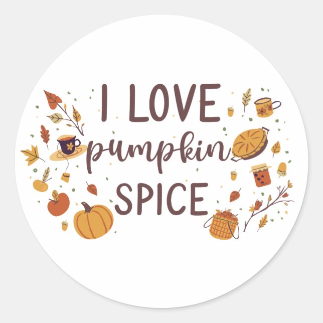 I Liebe Pumpkin Gewürz Runder Aufkleber (Vorderseite)