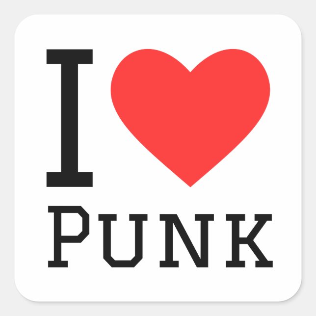 I Liebe Punk Quadratischer Aufkleber (Vorderseite)