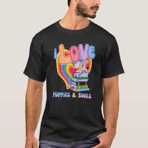 I Liebe Puppie & Bücher Rainbow Ästhetischer Somme T-Shirt