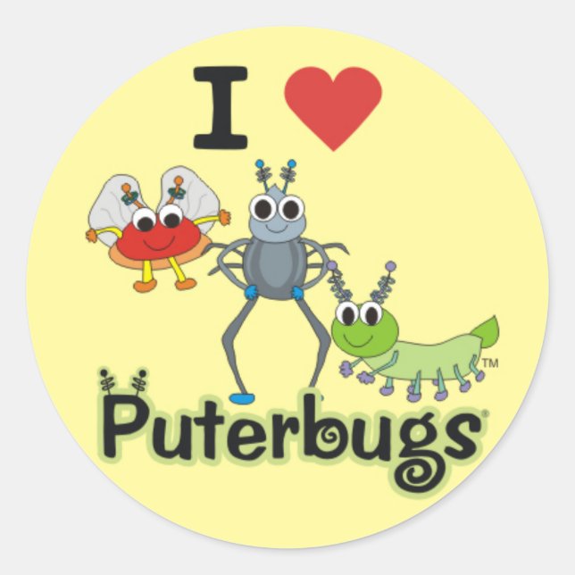 I Liebe Puterbugs Runder Aufkleber (Vorderseite)