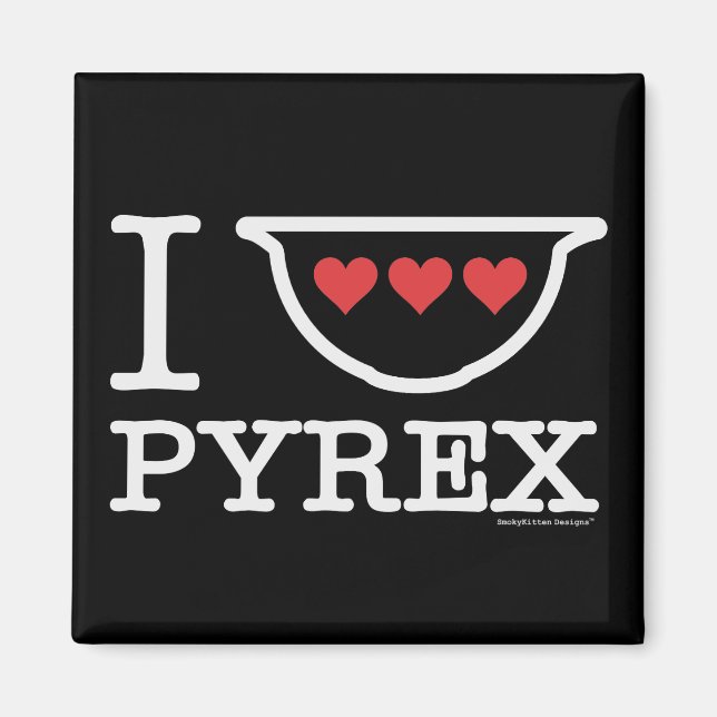 I Liebe Pyrex - Bowl mischen mit Herz (weiß) Magnet (Vorne)